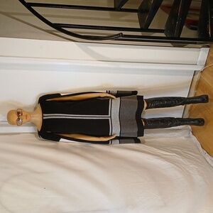 Stunning Vertigo Paris Black and Gray Midi Cape Dress